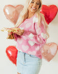 Pearled Heart Valentines Sweater