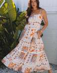 Zora Ricrac Trim Spaghetti Straps Maxi Dress