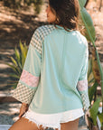 Emilia Plaid Floral Peace Heart Long Sleeve Top