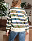 Stripe Crewneck Drop Shoulder Sweatshirt