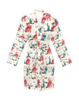 Desert Rodeo Women's Long Sleeve Belted Satin Feel Dressing Lounge Robe
