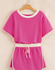 Colorblock Short Sleeve T-Shirt and Skort Set
