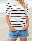 Maisy Striped Half Sleeve Knitted Top