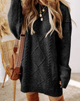 Cable Knit Drop Shoulder Sweater Dress