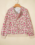 Leopard Zip-Up Hooded Sweatshirt