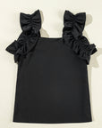 Solid Ruffle Trim Sleeveless Top