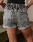 Blaire Zipped Light Wash Cuffed Edge Denim Shorts