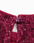 Lenora Glittering Sequin Short Bubble Sleeve Blouse