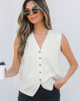 Izabella V Neck Buttoned Sweater Vest