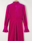 Georgia Smocked Ruffled Puff Sleeve Velvet Dress
