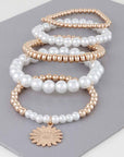 Pearl Beaded Sunflower Bracelet