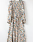 Floral Smocked Puff Sleeve Maxi Dress