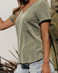 Corded Short Sleeve V-Neck Top