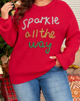 Plus Size Christmas Sparkle All The Way Tinsel Sweater