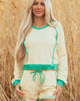Wren Long Sleeve Pullover and Drawstring Shorts Outfit