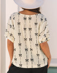 Bow Textured Puff Sleeve Top