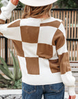 Julia Checkered Button Sweater Cardigan