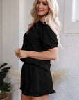 Laylani Puff Sleeve Top and Ruffled Shorts Set