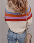 Ayla Striped Color Block Loose Sleeve Chic Sweater