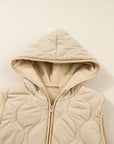 Solid Quilted Fleece Lined Zip Up Jacket Vest