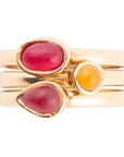 Dainty Stackable Red and Yellow Agate Golden Ring Set
