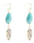 Dalmatian Jasper Blue Magnesite Golden Drop Earrings