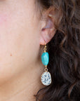 Dalmatian Jasper Blue Magnesite Golden Drop Earrings