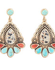 Dalmatian Jasper Colorful Golden Drop Earrings