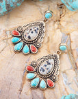 Dalmatian Jasper Colorful Golden Drop Earrings