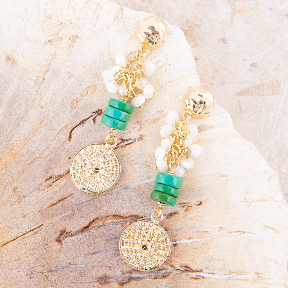 Dani Turquoise and Shell Drop Earrings