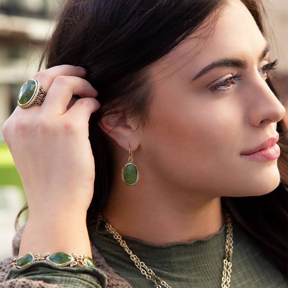 Dark Canadian Jade Faceted Ring