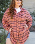 Plaid Long Sleeve Side Split Distressed Shirt