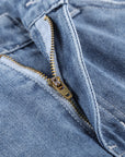 Lina Distressed Ripped Rolled Hem Sky Blue Denim Shorts
