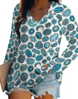 Baha Ranch Turquoise Crazy Long Sleeve Top