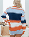 Colorblock Round Neck Long Sleeve Sweater