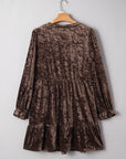 Plus Size Velvet Puff Sleeve Babydoll Mini Dress
