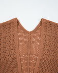 Solid Hollow Knit Open-Front Cardigan