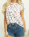 Abstract Ruffle Flutter Sleeve Blouse