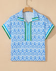 Western Half Zip Collared Blouse