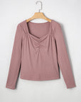 Cora Square Neck Ribbed Fit Long Sleeve Top