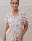 Lilian Floral Mandarin Collar Top
