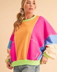 Orchid Petal Colorblock Patchwork Drop Shoulder Top