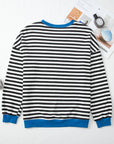 Elliana Stripe Crossed Stitch Drop Shoulder Sweatshirt
