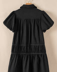 Cassidy Button Down Puff Sleeve Ruffle Hem Dress
