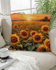 Sunflower Field Throw Pillow Case Made in America