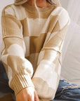 Checker Bishop Sleeve Sweater
