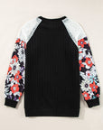 Bailey Patchwork Long Sleeve Ribbed Blouse