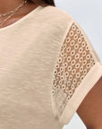 Plus Size Lace Patchwork Short Sleeve Top