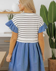 Danna Stripe Ruffle Denim Dress