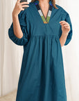 Colorblock Puff Sleeve Mini Dress